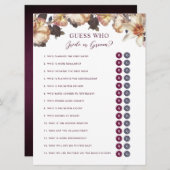 Invitation Automne Floral Devinez Qui Marié ou Groom Douche J (Devant / Derrière)