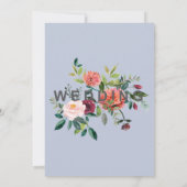 Invitation Automne Floral Dusty Bleu Chute En Amour Mariage (Dos)