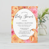 Invitation Automne Floral et Baby shower Citrouille (Debout devant)