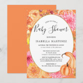 Invitation Automne Floral et Baby shower Citrouille (Devant / Derrière)