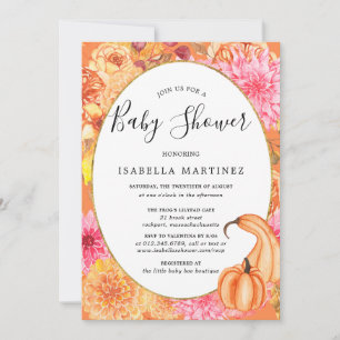 Invitation Automne Floral et Baby shower Citrouille