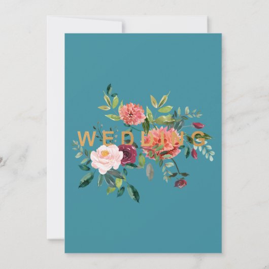 Invitation Automne Floral | Fall In Love Mariage Turquoise (Dos)