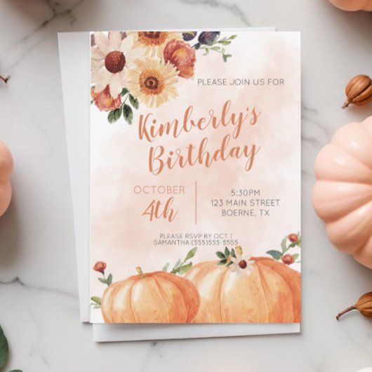 Invitation Automne Floral fête d'anniversaire