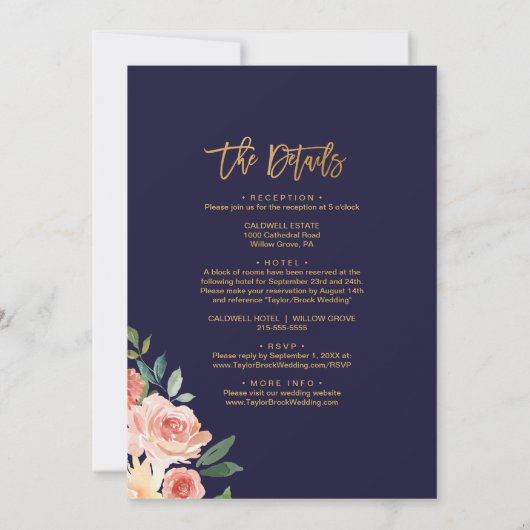Invitation Automne Floral Formal Automne En Amour | Mariage d (Dos)