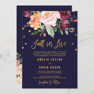 Invitation Automne Floral Formal Automne En Amour   Mariage d