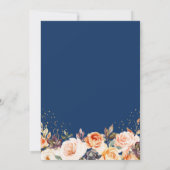 Invitation Automne Floral Gold Frame Marine Blue Fête des mar (Dos)