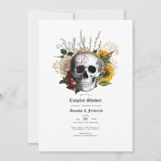Invitation Automne Floral Gothique Couples Douche (Devant)