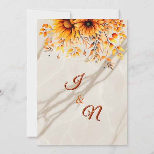 Invitation Automne Floral Mariage en saison / Fleurs Boho (Dos)
