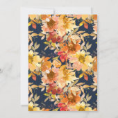 Invitation automne floral marine bleu thaiksgiving Dîner (Dos)