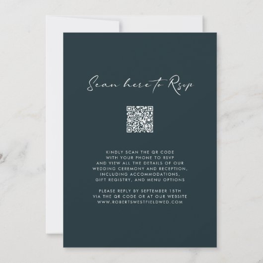 Invitation Automne Floral Monogramme QR Code RSVP Automne Mar (Dos)