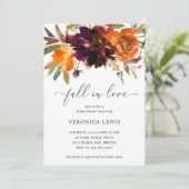 Invitation Automne Floral Orange Bourgogne Elégante Fête des (Debout devant)
