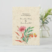 Invitation Automne Floral Orange Mariage (Debout devant)