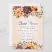 Invitation Automne Floral Orange Rust Fête des mariées (Devant)