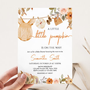 Invitation Automne Floral Petit Baby shower Citrouille