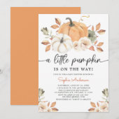 Invitation Automne Floral Petit Baby shower Citrouille (Devant / Derrière)