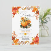 Invitation Automne Floral Petit Citrouille sur le chemin Baby (Debout devant)