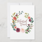 Invitation Automne Floral Rose Gold Dîner de répétition (Dos)