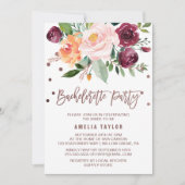 Invitation Automne Floral Rose Gold Light Bachelorette Party (Devant)