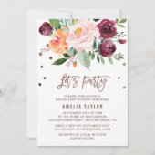 Invitation Automne Floral Rose Gold Light Wreath Faisons la f (Devant)