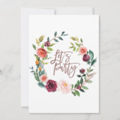 Invitation Automne Floral Rose Gold Light Wreath Faisons la f (Dos)