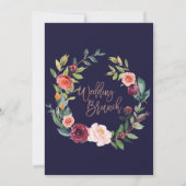 Invitation Automne Floral Rose Gold Wreath Back Mariage Brunc (Dos)