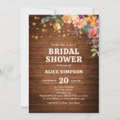 Invitation Automne Floral Rustic Wood Fête des mariées Invita (Devant)