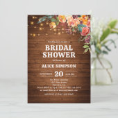 Invitation Automne Floral Rustic Wood Fête des mariées Invita (Debout devant)