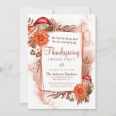 Invitation Automne Floral Rustique quitte Thanksgiving Dîner (Devant)