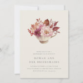 Invitation Automne Floral Teacup Automne Bridesmaitres Thé (Devant)