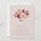 Invitation Automne Floral Teacup Automne Bridesmaitres Thé (Devant)