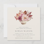 Invitation Automne Floral Teacup Automne Fête des mariées Thé (Devant)