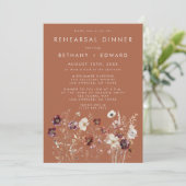 Invitation Automne Floral Terracotta Dîner de répétition (Debout devant)