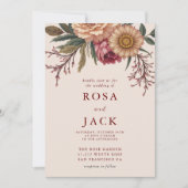 Invitation Automne Floral Terracotta Pampas Mariage en herbe (Devant)