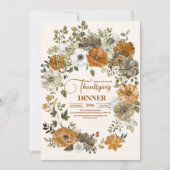 Invitation Automne Floral Thanksgiving Dîner (Devant)