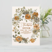 Invitation Automne Floral Thanksgiving Dîner (Debout devant)