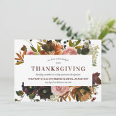 Invitation Automne Floral Thanksgiving Dîner (Debout devant)