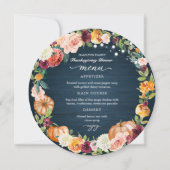 Invitation Automne Floral Thanksgiving Dîner Cirque Menu Cart (Devant)