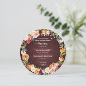 Invitation Automne Floral Thanksgiving Dîner Cirque Menu Cart (Debout devant)