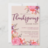 Invitation Automne Floral Thanksgiving Soirée en famille (Devant)