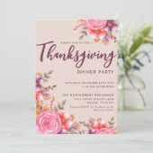 Invitation Automne Floral Thanksgiving Soirée en famille (Debout devant)