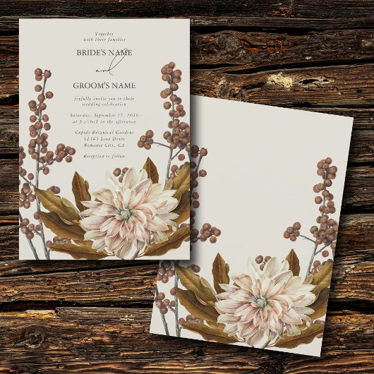 Invitation Automne Floral Tones Terre Aquarelle Mariage de au