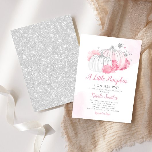 Invitation Automne Floral Un petit Baby shower Citrouille fil