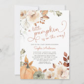 Invitation Automne Floral Un Petit Citrouille Baby shower Aut (Devant)
