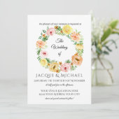 Invitation Automne Floral Wreath Jaune n Peach Rose Wreath (Debout devant)