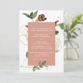 Invitation Automne Florals tendance Bourgogne Blush Gold Mari (Debout devant)
