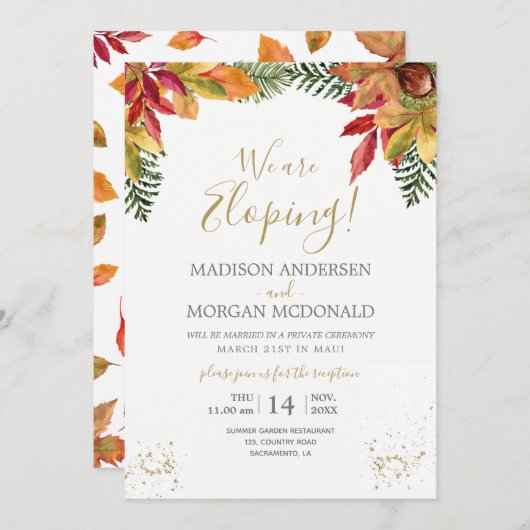 Invitation Automne Foliage Automne Elopement de l'automne inv (Devant / Derrière)