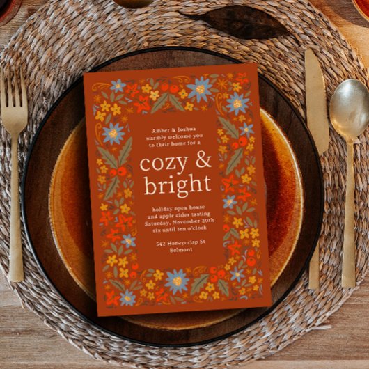 Invitation Automne Folksy Floral Frame Automne