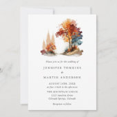 Invitation Automne Forêt d'automne Mariage d'aquarelle (Devant)