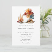 Invitation Automne Forêt d'automne Mariage d'aquarelle (Debout devant)