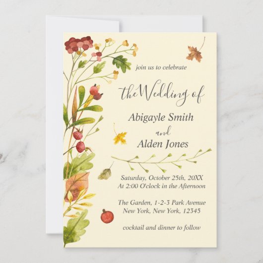 Invitation Automne Forêt d'automne Mariage rustique (Devant)